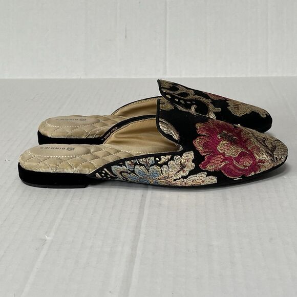Birdies Phoebe Embroidered Floral Jacquard Slipper Mules Flats in Black Size 8.5 - Picture 4 of 15